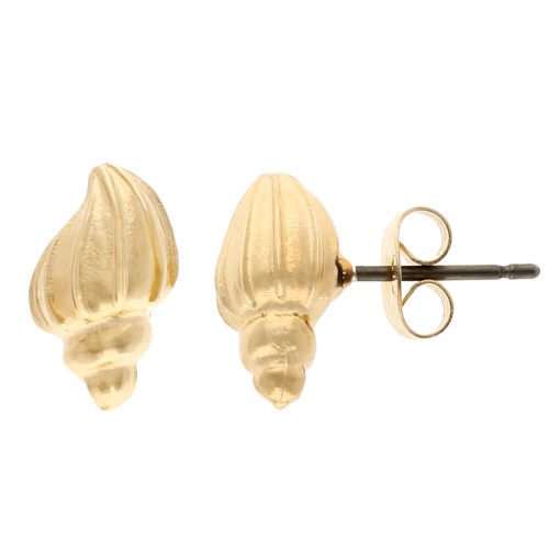 Pendientes de concha de caracol 12x7 mm - Dorado con oro fino x2