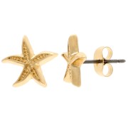 Pendientes estrella de mar 12 mm - Dorado con oro fino x2