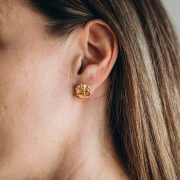 Boucles d'oreilles coquillage 13 mm - Dorado con oro fino - Salmón - Purpurina rosa x2