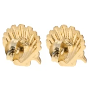 Pendientes de concha 13 mm Dorado con oro fino - Turquesa - Brillo azul x2