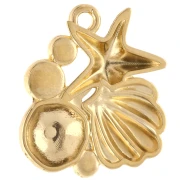 Colgante de concha y estrella de mar 21x20 m Dorado con oro fino - Purpurina azul x1