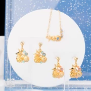 Colgante de concha y estrella de mar 21x20 m Dorado con oro fino - Purpurina azul x1