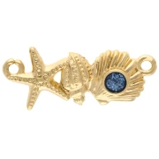 Inserto de concha y estrella de mar 26x11 mm - Oro fino Purpurina azul x1