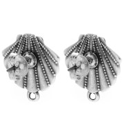 Pendientes de concha 19x17 mm - aro cerrado - baño de plata envejecida x2