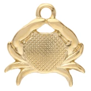 Colgante cangrejo 16x15 mm con resina epoxi - Dorado con oro fino - Perla salmón x1
