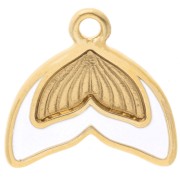 Colgante cola de sirena de 16 mm con resina epoxi - Dorado con oro fino - Blanco x1