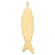 Colgante pez 35x8 mm - Dorado con oro fino - Turquesa x1