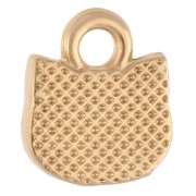 Dije cabeza de gato 9x8 mm - Dorado con oro fino - Purpurina rosa x1