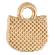 Dije cabeza de gato 9x8 mm - Dorado con oro fino - Purpurina rosa x1