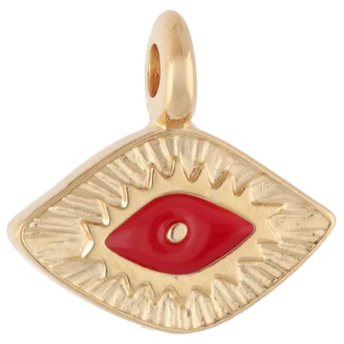 Dije de rombo 12x13 mm - Motivo ojo - Dorado con oro fino - Jacinto x1