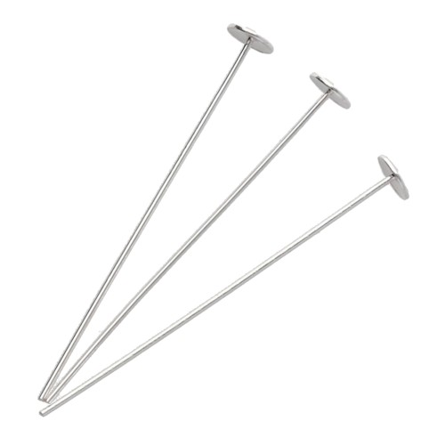 Clavos de cabeza plana 25 x 0,4 mm — cabeza del clavo de 3 mm — Plata 925 x 10