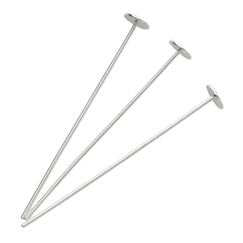Clavos de cabeza plana 25 x 0,4 mm — cabeza del clavo de 3 mm — Plata 925 x10