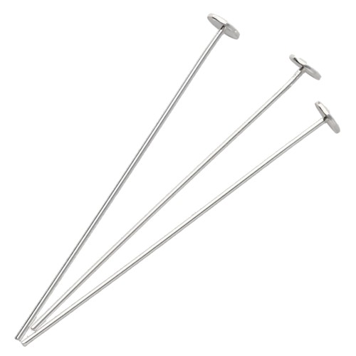 Clavos de cabeza plana 30 x 0,5 mm — cabeza del clavo de 3 mm — Plata 925 x 10
