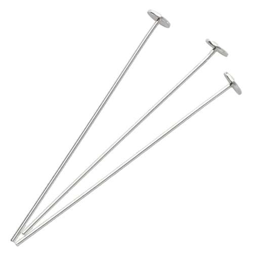 Clavos de cabeza plana 30 x 0,5 mm — cabeza del clavo de 3 mm — Plata 925 x10
