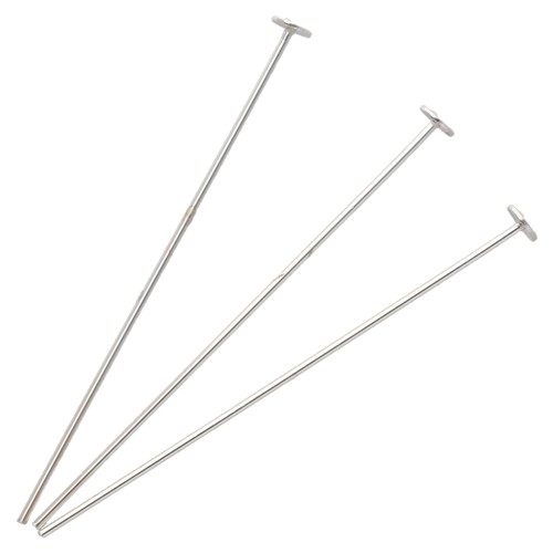 Clavos de cabeza plana 40 x 0,7 mm — cabeza del clavo de 3 mm — Plata 925 x 6