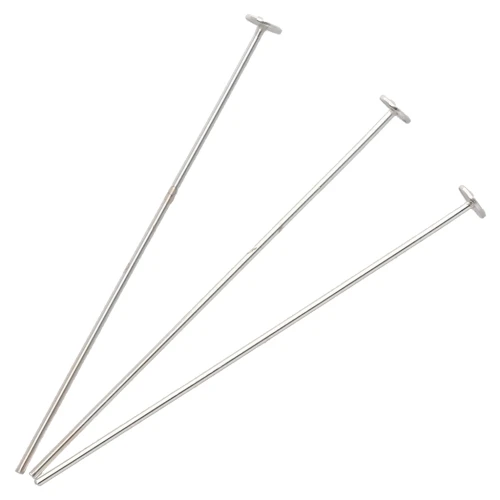 Clavos de cabeza plana 40 x 0,7 mm — cabeza del clavo de 3 mm — Plata 925 x6