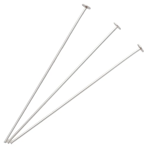 Clavos de cabeza plana 50 x 0,8 mm — cabeza del clavo de 3 mm — Plata 925 x6