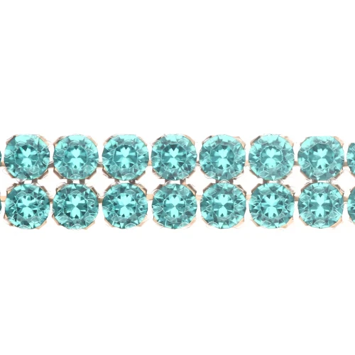 PureCrystal Crystal Mesh 40001, 2 filas, 5,3 mm, Reinvented Caribbean Green Dorado, 5 cm