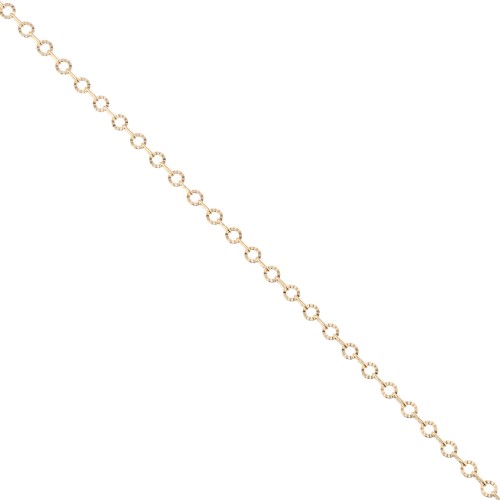 Cadena de malla decorativa con círculos estriados de 3,15 mm - Chapada en oro de 3 micras x 20 cm