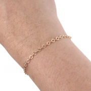 Cadena de malla decorativa con círculos estriados de 3,15 mm - Chapada en oro de 3 micras x 20 cm