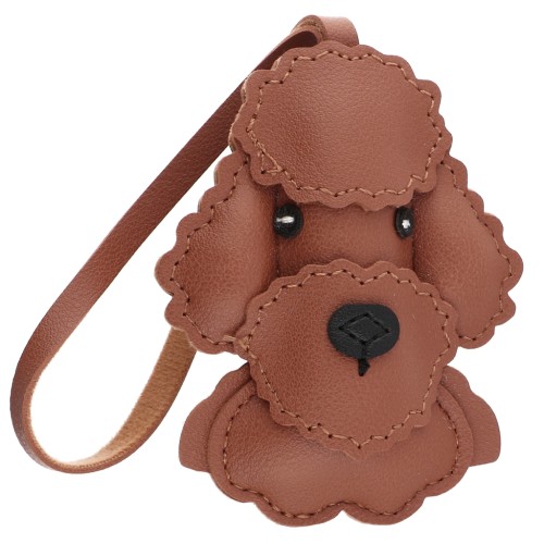 Colgante perro caniche 9x7 cm para bolso bisutería - PU - Marrón x1