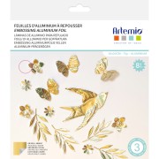 Lote de 3 láminas de metal gofrado 20x20 cm - Artemio - Oro pálido - Plateado