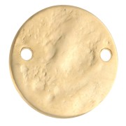 Entrepieza redonda martillada de 2 agujeros 15 mm Dorado fino satinado x1