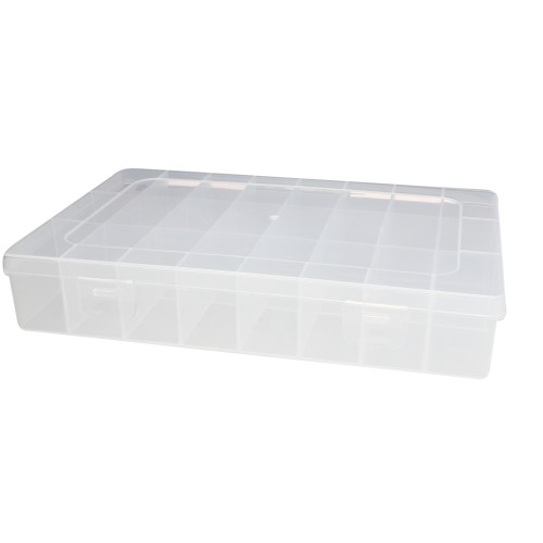 Caja para guardar cuentas y materiales de manualidades, de 19 x 13 x 3,5 cm, con 24 compartimentos (1 unidad)