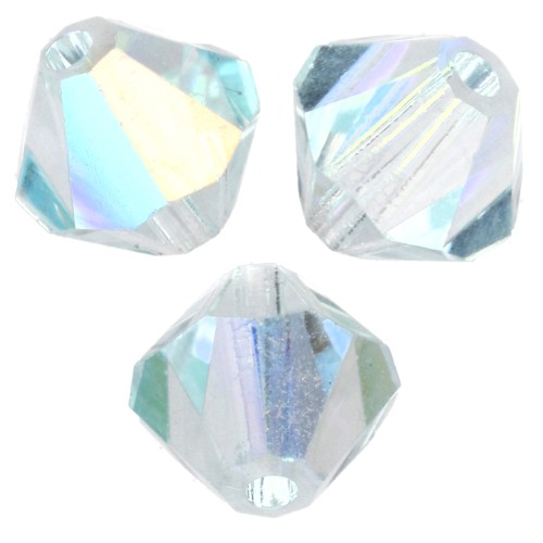 Cuentas «toupie» de Preciosa - Cuenta redonda de 4 mm - Plata aguamarina AB x30