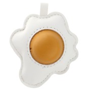 Colgante huevo plano 7x6 cm para bolso bisutería - PU - Blanco - Amarillo x1