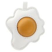 Colgante huevo plano 7x6 cm para bolso bisutería - PU - Blanco - Amarillo x1