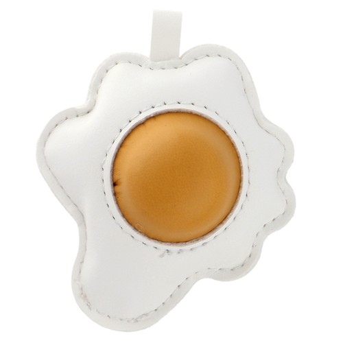 Colgante huevo plano 7x6 cm para bolso bisutería - PU - Blanco - Amarillo x1