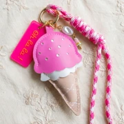 Colgante de hielo para bolso joyería 11x5,5 cm - PU - Rosa - Marrón x1