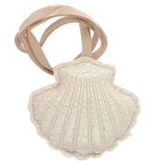 Colgante concha 6x6 cm para bolso bisutería - PU - Crema Perla x1