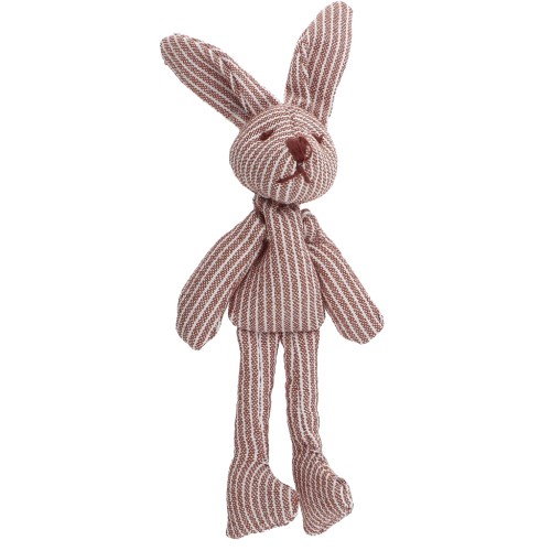 Colgante conejo 12x4 cm para bolso bisutería - Tela - Rayas Marrón - Crudo x1