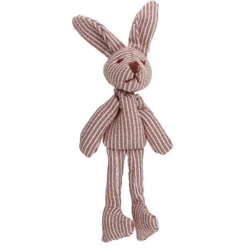 Colgante conejo 12x4 cm para bolso bisutería - Tela - Rayas Marrón - Crudo x1