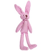 Colgante conejo 12x4 cm para bolso bisutería - Tela - Rayas Rosa - Blanco x1