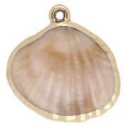 Colgante Concha Acrílica 28x27 mm - Beige jaspeado - Oro x1