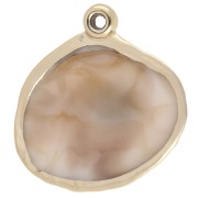 Colgante Concha Acrílica 28x27 mm - Beige jaspeado - Oro x1