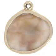 Colgante Concha Acrílica 28x27 mm - Beige jaspeado - Oro x1