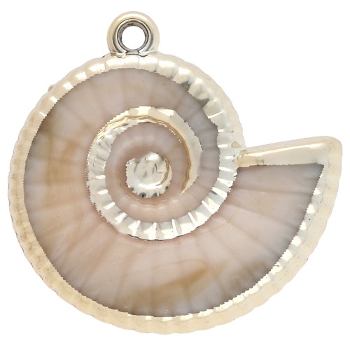 Colgante Concha Acrílica 33x34 mm - Beige jaspeado - Oro x1