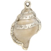 Colgante Concha Acrílica 46x30 mm - Beige jaspeado - Oro x1