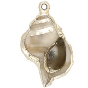 Colgante Concha Acrílica 46x30 mm - Beige jaspeado - Oro x1