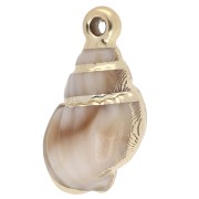 Colgante de concha acrílica de 25,5x14 mm - Beige jaspeado - Oro x1