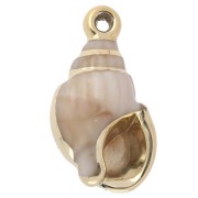 Colgante de concha acrílica de 25,5x14 mm - Beige jaspeado - Oro x1