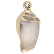 Colgante Concha Acrílica 32x15 mm - Beige jaspeado - Oro x1