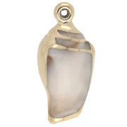 Colgante Concha Acrílica 32x15 mm - Beige jaspeado - Oro x1