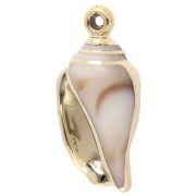 Colgante Concha Acrílica 32x15 mm - Beige jaspeado - Oro x1