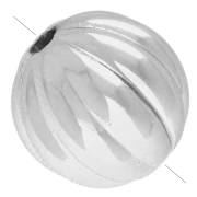 Cuentas redondas estriadas de 11 mm de acrílico metalizado CCB - Plateadas x8