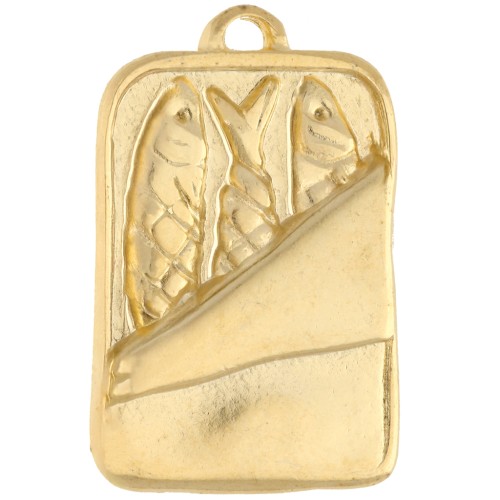 Charm de lata de sardina 24,5x16 mm - Dorado con oro fino x1